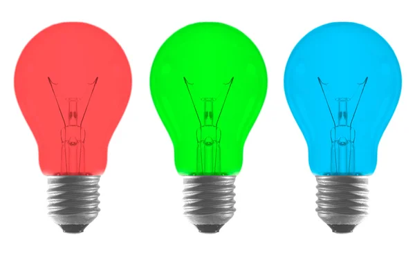 stock image Red Green Blue color light bulb