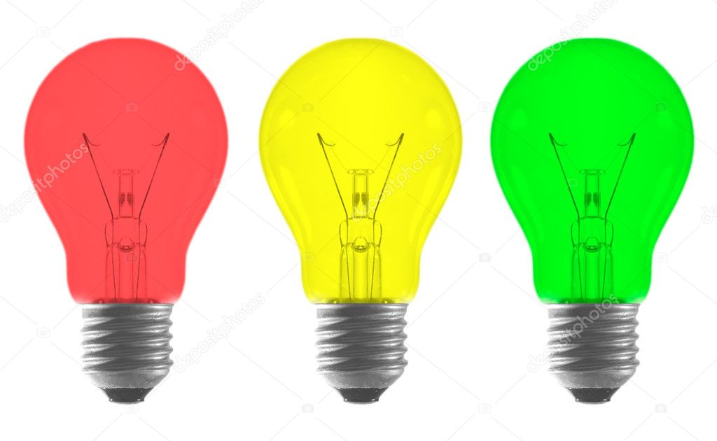 Red yellow green color light bulb