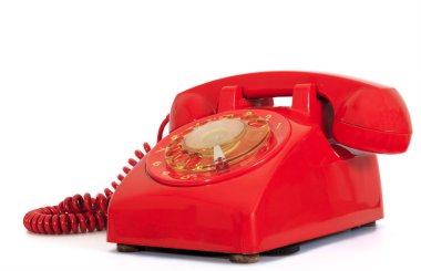 Classic 1970 - 1980 retro dial style red house telephone clipart