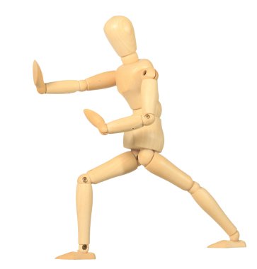 Yellow wooden dummy in Kung-Fu action clipart