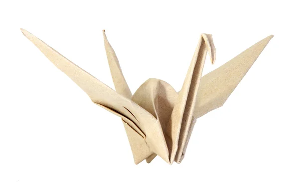 Origami bird made from brown recycle paper — Stock Photo, Image