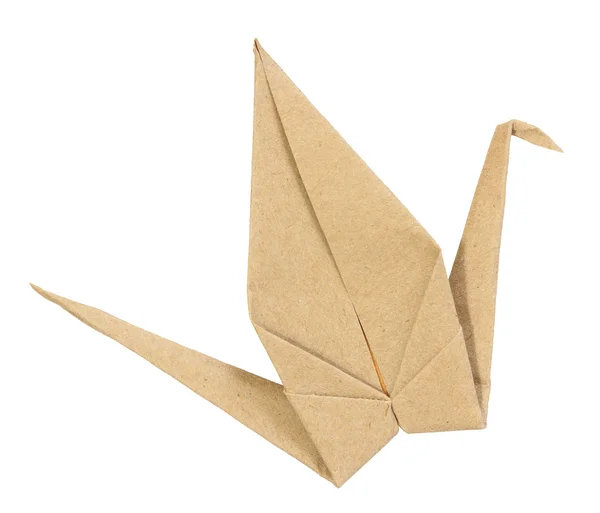 Орігамі птах з коричневого переробного паперу — стокове фото