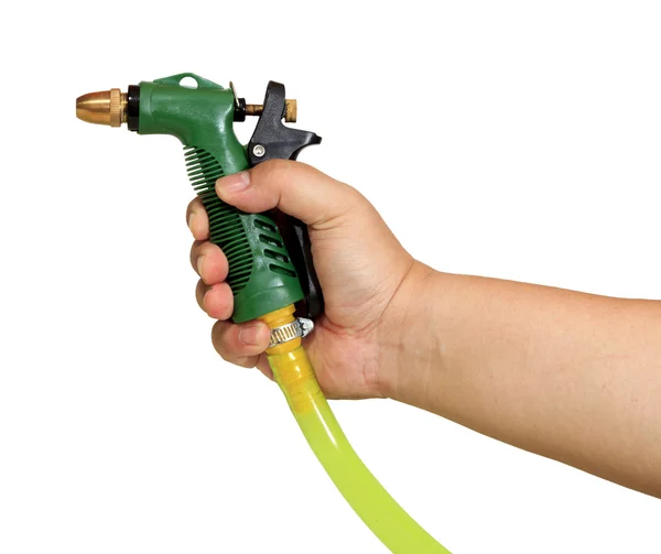 Green plastic sprayer for gardening — Stock Photo, Image