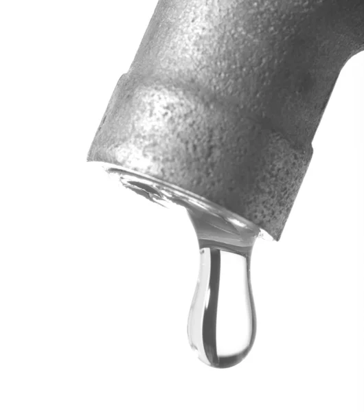Water leaking from old metal tap — Stock Photo, Image
