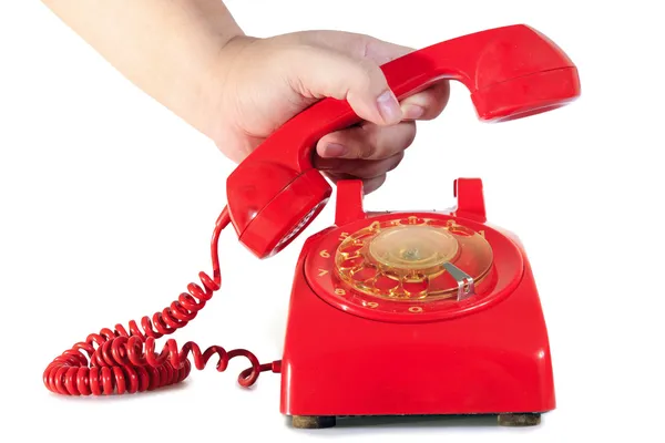 Classic 1970 - 1980 stile quadrante retrò casa rossa telefono — Foto Stock