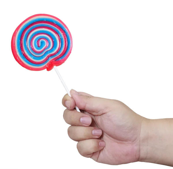 Colorful round shape lollipop on white background — Stock Photo, Image