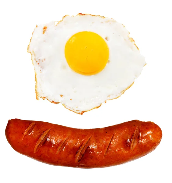 Barbekü ızgara sosis ve yumurta — Stok fotoğraf