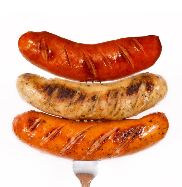 Grilled barbecue Weisswurst sausage — Stock Photo, Image