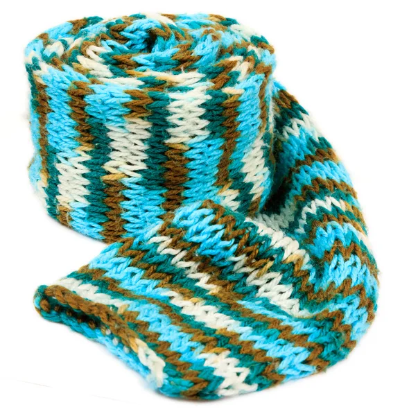 Голубой вязальный шарф — стоковое фото