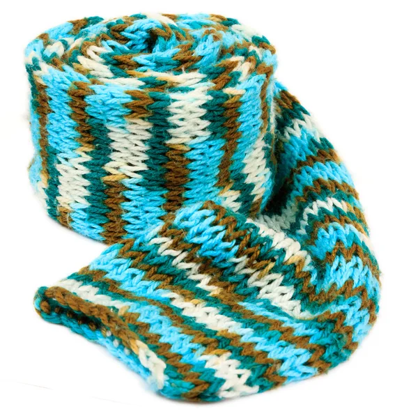 stock image Blue knitting scarf