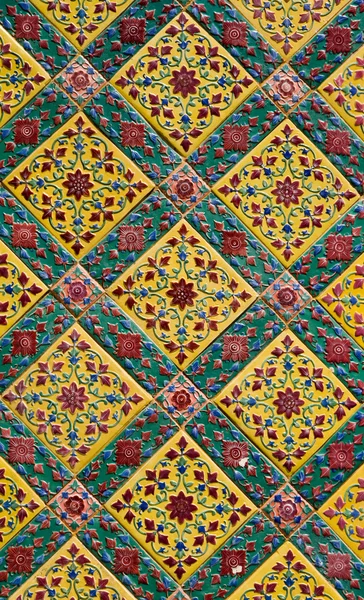Antique thai chinese ceramic tiling wall — Stock Photo, Image