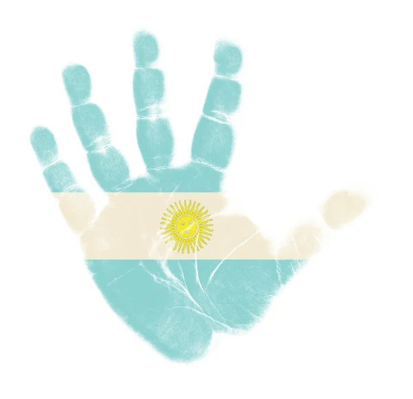 Argentinië vlag palm geïsoleerd op witte achtergrond afdrukken — Stockfoto
