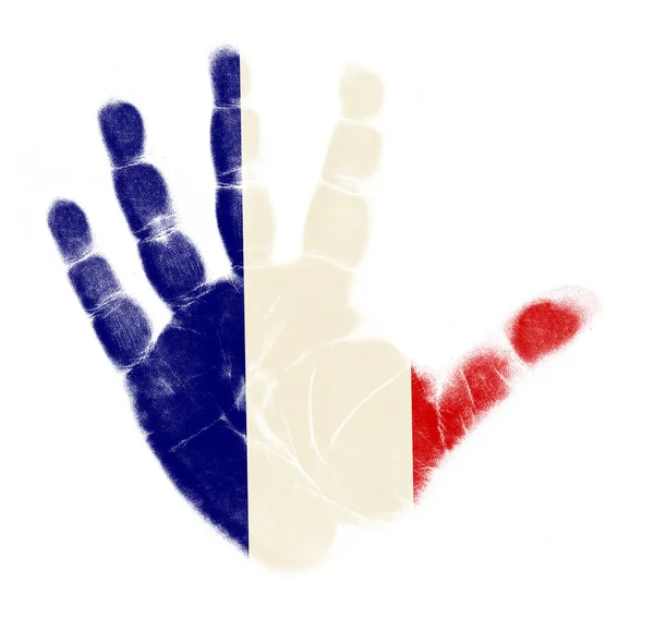 フランス国旗掌紋画像に孤立した白い背景 — ストック写真