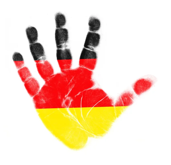Bandera de Alemania impresión de palma aislada sobre fondo blanco — Foto de Stock