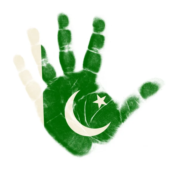 Pakistan flag palm print isoliert auf weißem Hintergrund — Stockfoto