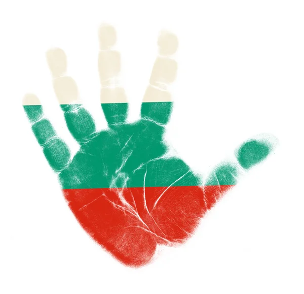 Bulgária bandeira palma impressão isolada no fundo branco — Fotografia de Stock
