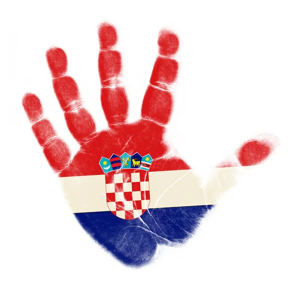 Флаг Хорватии отпечаток ладони на белом фоне — стоковое фото