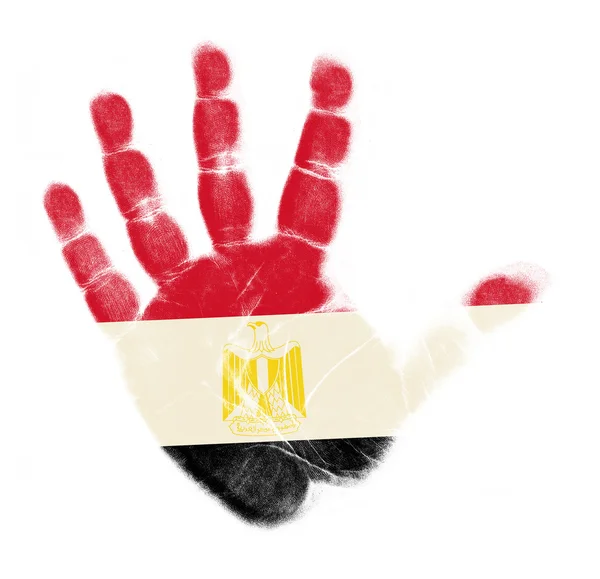 Отпечаток ладони египетского флага на белом фоне — стоковое фото