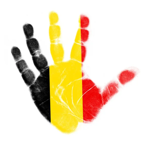 België vlag palm geïsoleerd op witte achtergrond afdrukken — Stockfoto