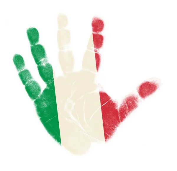 Itálie vlajky palm tisknout izolované na bílém pozadí — Stock fotografie