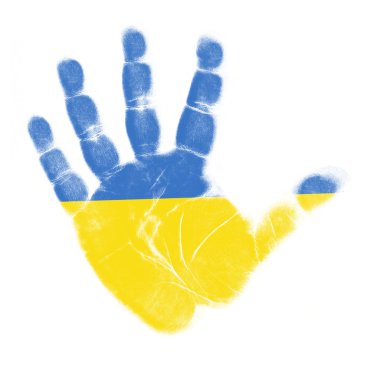 Ukrayna bayrağı hurma izole üzerinde beyaz arka plan yazdırma