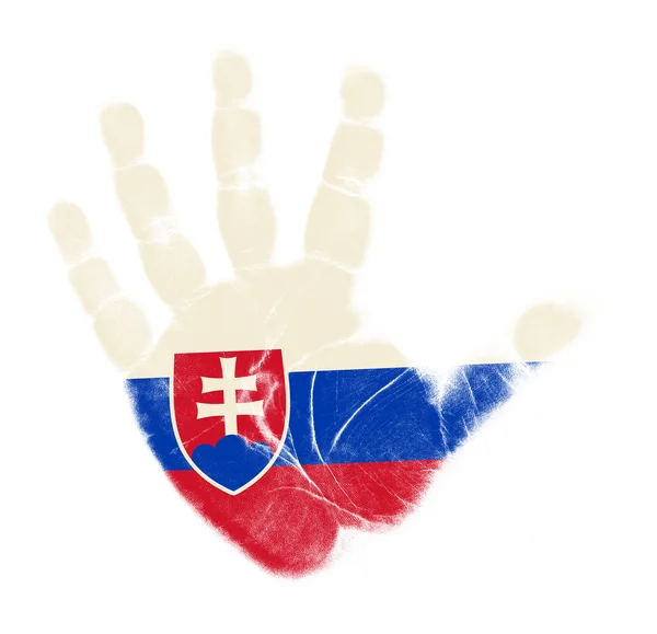 Bandera de Eslovaquia impresión de palma aislada sobre fondo blanco —  Fotos de Stock