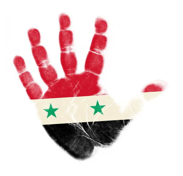 Syria flag palm print isolated on white background — Stock Photo, Image