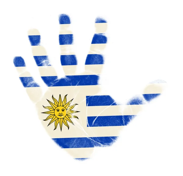 Uruguay vlajky palm tisknout izolované na bílém pozadí — Stock fotografie