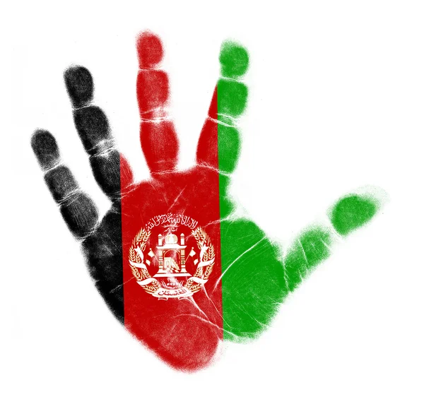 Bandera de Afganistán impresión de palma aislada sobre fondo blanco —  Fotos de Stock