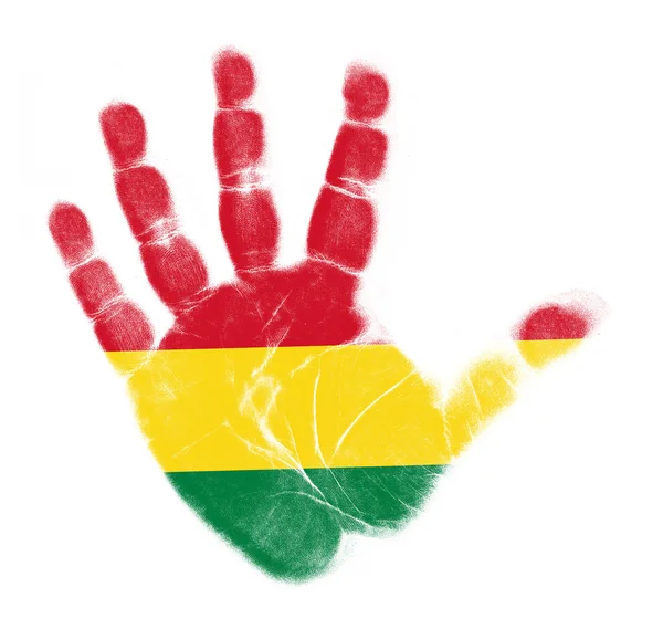 Bandera de Bolivia impresión de palma aislada sobre fondo blanco —  Fotos de Stock