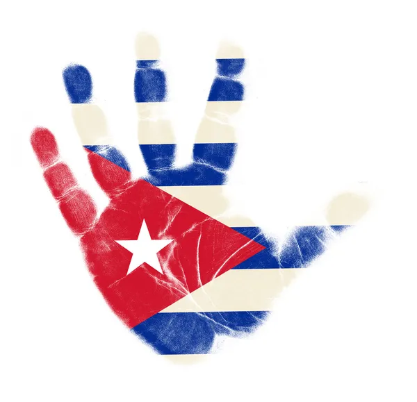Kuba flaga dłoń wydrukować na białym tle na białym tle — Zdjęcie stockowe