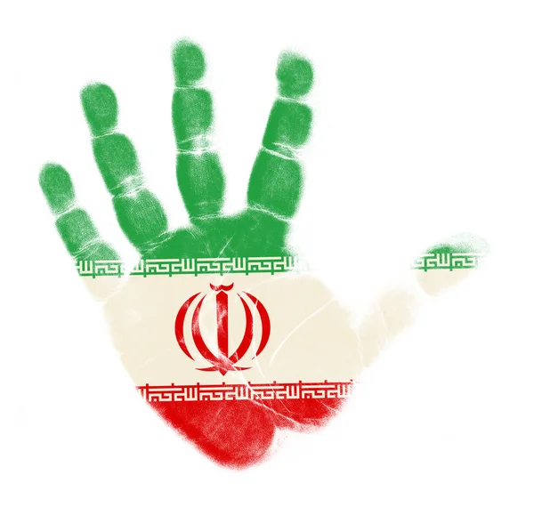 Írán vlajky palm tisknout izolované na bílém pozadí — Stock fotografie