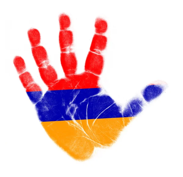 Bandera de Armenia impresión de palma aislada sobre fondo blanco — Foto de Stock
