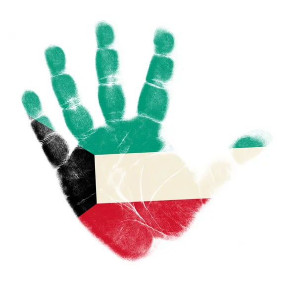 Bandera de Kuwait impresión de palma aislada sobre fondo blanco —  Fotos de Stock