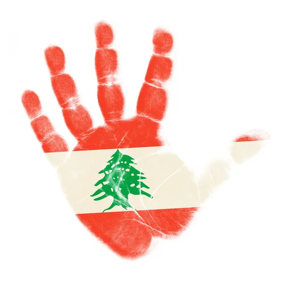 Bandera del Líbano impresión de palma aislada sobre fondo blanco —  Fotos de Stock