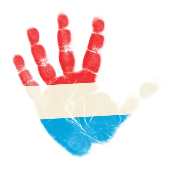 Luxembourg flag palm print isolated on white background — Stock Photo, Image