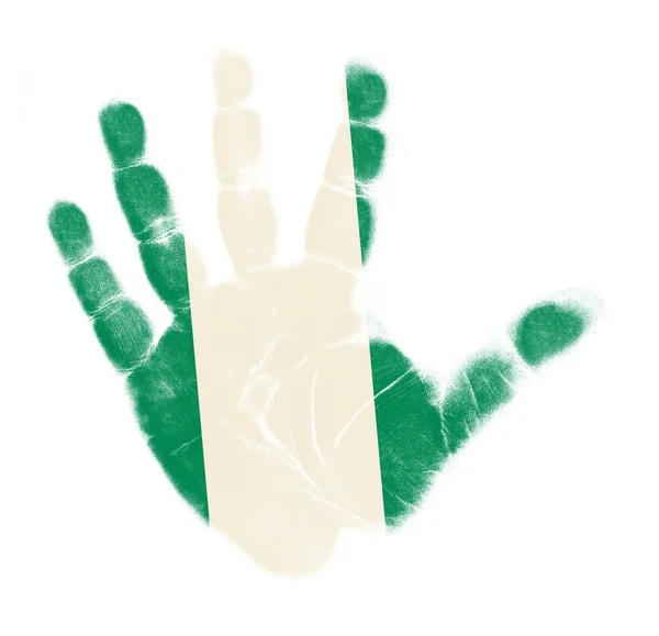 Nigéria bandeira palma impressão isolada no fundo branco — Fotografia de Stock
