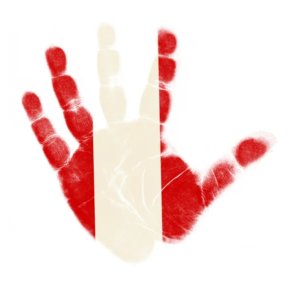 Bandeira do Peru impressão da palma isolada no fundo branco — Fotografia de Stock