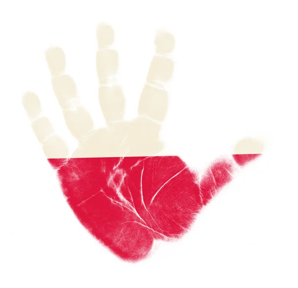 Polen vlag palm geïsoleerd op witte achtergrond afdrukken — Stockfoto