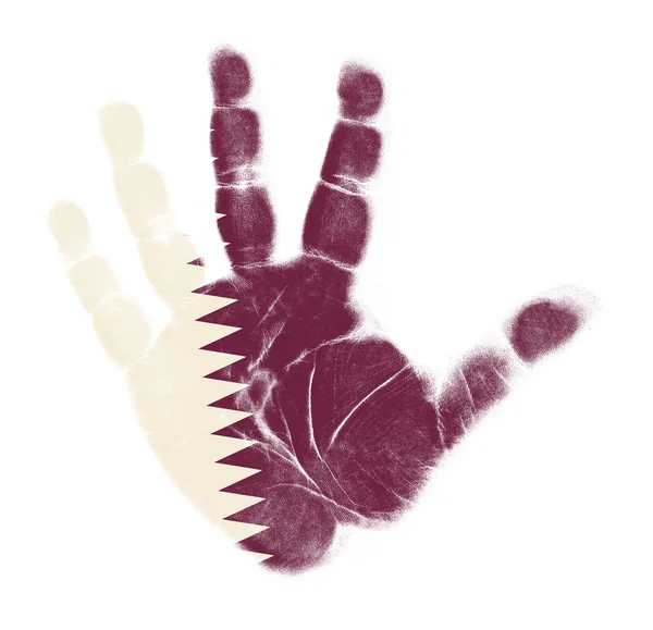 Κατάρ σημαία palm εκτυπώσετε απομονωθεί σε λευκό φόντο — Φωτογραφία Αρχείου