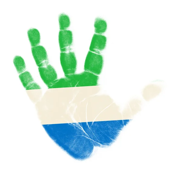 Serra Leoa bandeira palma impressão isolada no fundo branco — Fotografia de Stock