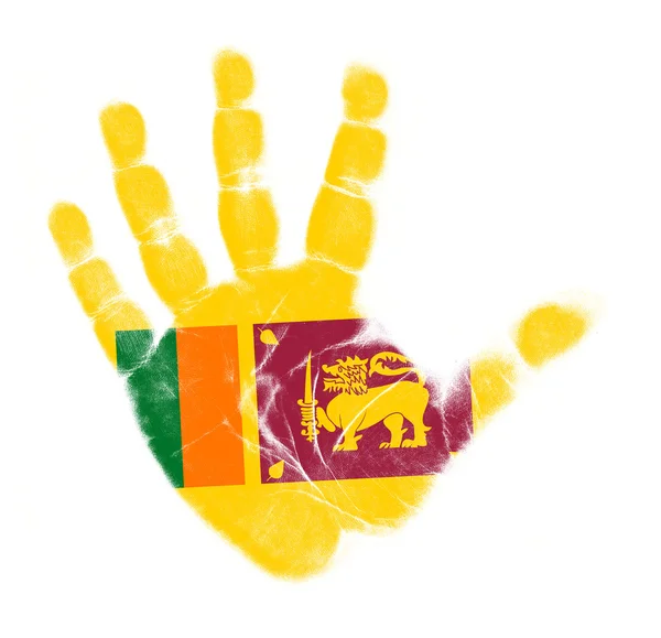 Sri Lankas flagga palm utskrift isolerade på vit bakgrund — Stockfoto