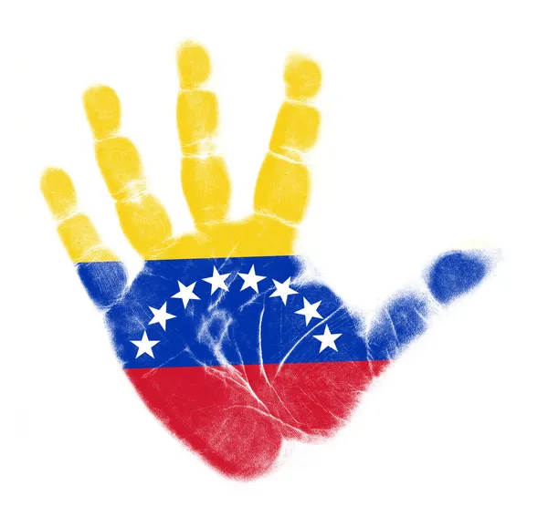 Venezuela vlajka dlaň tisk izolované na bílém pozadí — Stock fotografie