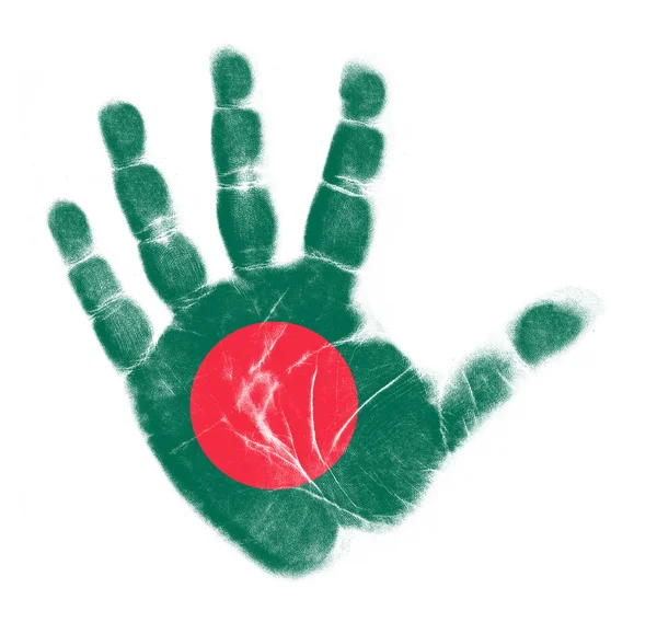 Bangladesh Flagge Palm Print isoliert auf weißem Hintergrund — Stockfoto