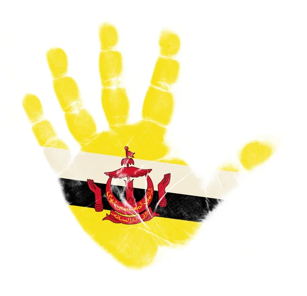 Dłoń Flaga Brunei wydrukować na białym tle na białym tle — Zdjęcie stockowe