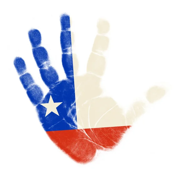 Bandera de Chile impresión de palma aislada sobre fondo blanco —  Fotos de Stock