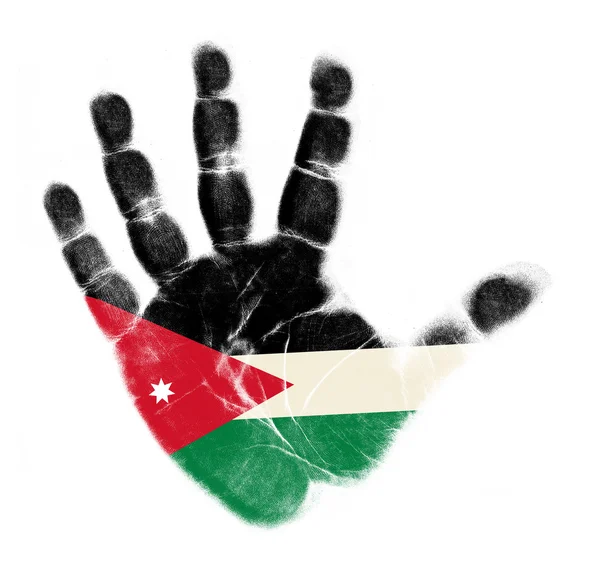 Bandeira da Jordânia impressão da palma isolada no fundo branco — Fotografia de Stock
