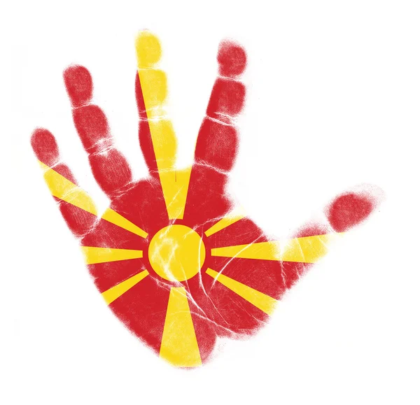 Macedónia bandeira palma impressão isolada no fundo branco — Fotografia de Stock