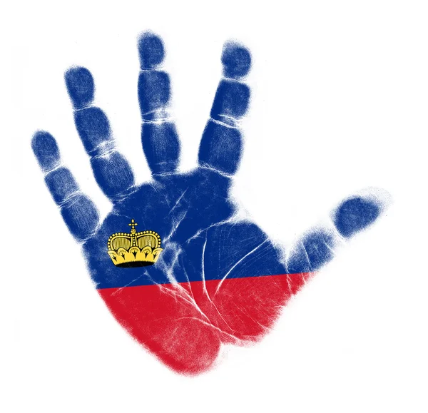 Bandera de Liechtenstein impresión de palma aislada sobre fondo blanco —  Fotos de Stock