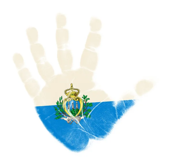 Bandera de San Marino impresión de palma aislada sobre fondo blanco —  Fotos de Stock
